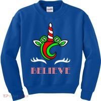 Believe Unicorn Christmas Kids Sweatshirt thumb 0