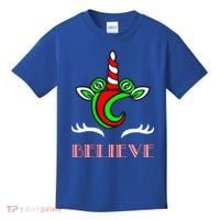 Believe Unicorn Christmas Kids T-Shirt thumb 0