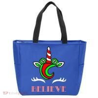 Believe Unicorn Christmas Tote Bag thumb 0
