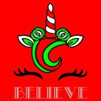 Believe Unicorn Christmas Santa Hat thumb 1