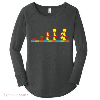 Bricks Evolution Master Builder Blocks Women's Perfect Tri Tunic Long Sleeve Shirt