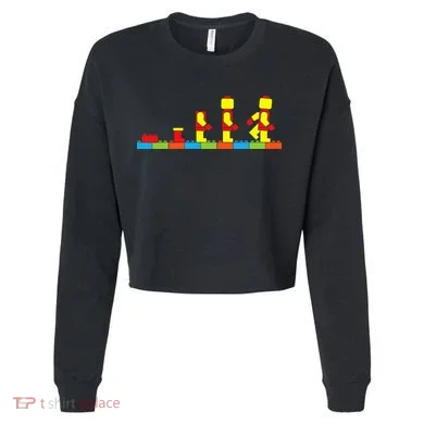 Bricks Evolution Master Builder Blocks Cropped Pullover Crew