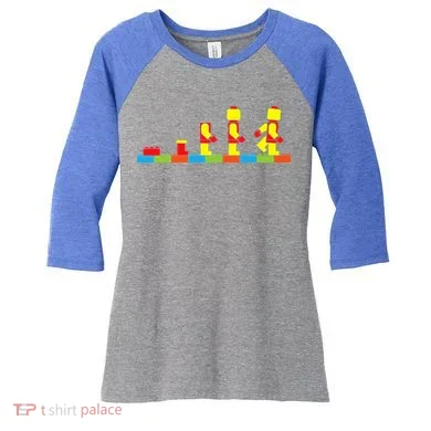 Bricks Evolution Master Builder Blocks Women's Tri-Blend 3/4-Sleeve Raglan Shirt