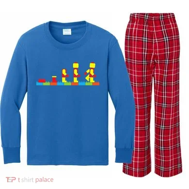 Bricks Evolution Master Builder Blocks Kids Long Sleeve Plaid Pajama Set
