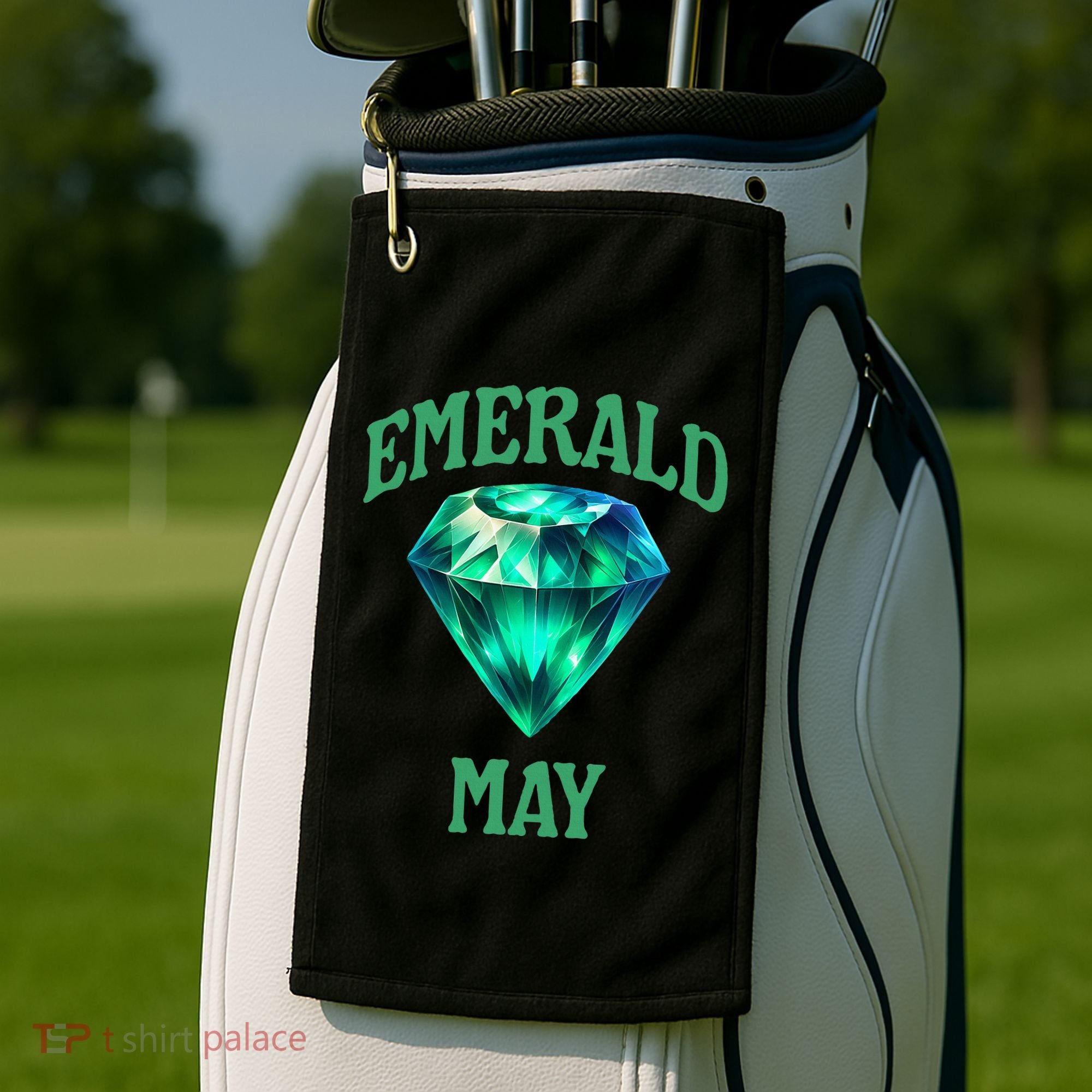 Birthstone Emerald May Emerald Green Jewel Inspired Art Golf Towel