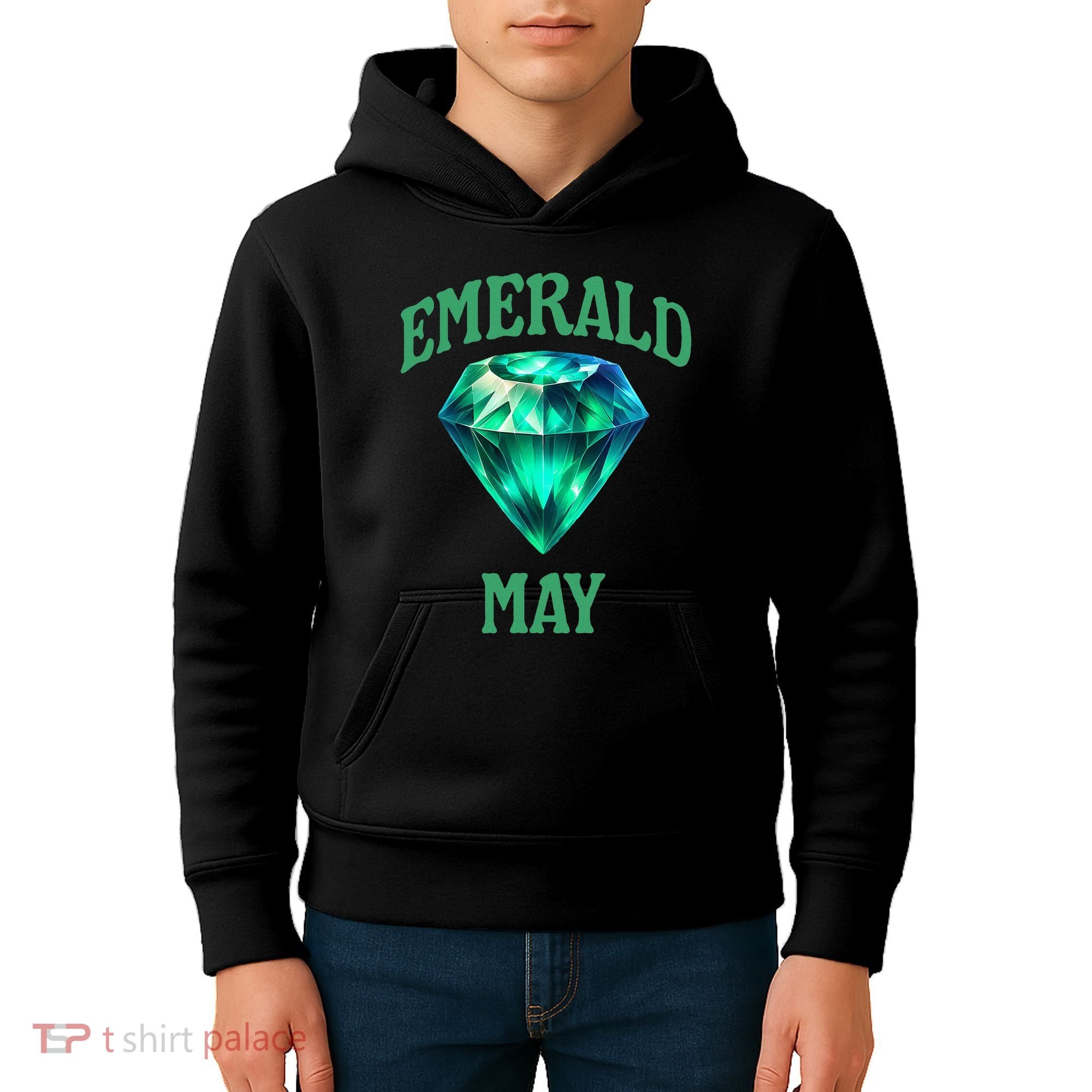 Birthstone Emerald May Emerald Green Jewel Inspired Art Kids Hoodie