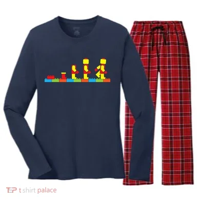 Bricks Evolution Master Builder Building Blocks Women's Long Sleeve Flannel Pajama Set