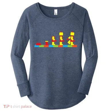 Bricks Evolution Master Builder Building Blocks Women's Perfect Tri Tunic Long Sleeve Shirt