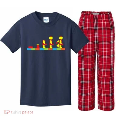 Bricks Evolution Master Builder Building Blocks Kids Plaid Pajama Set