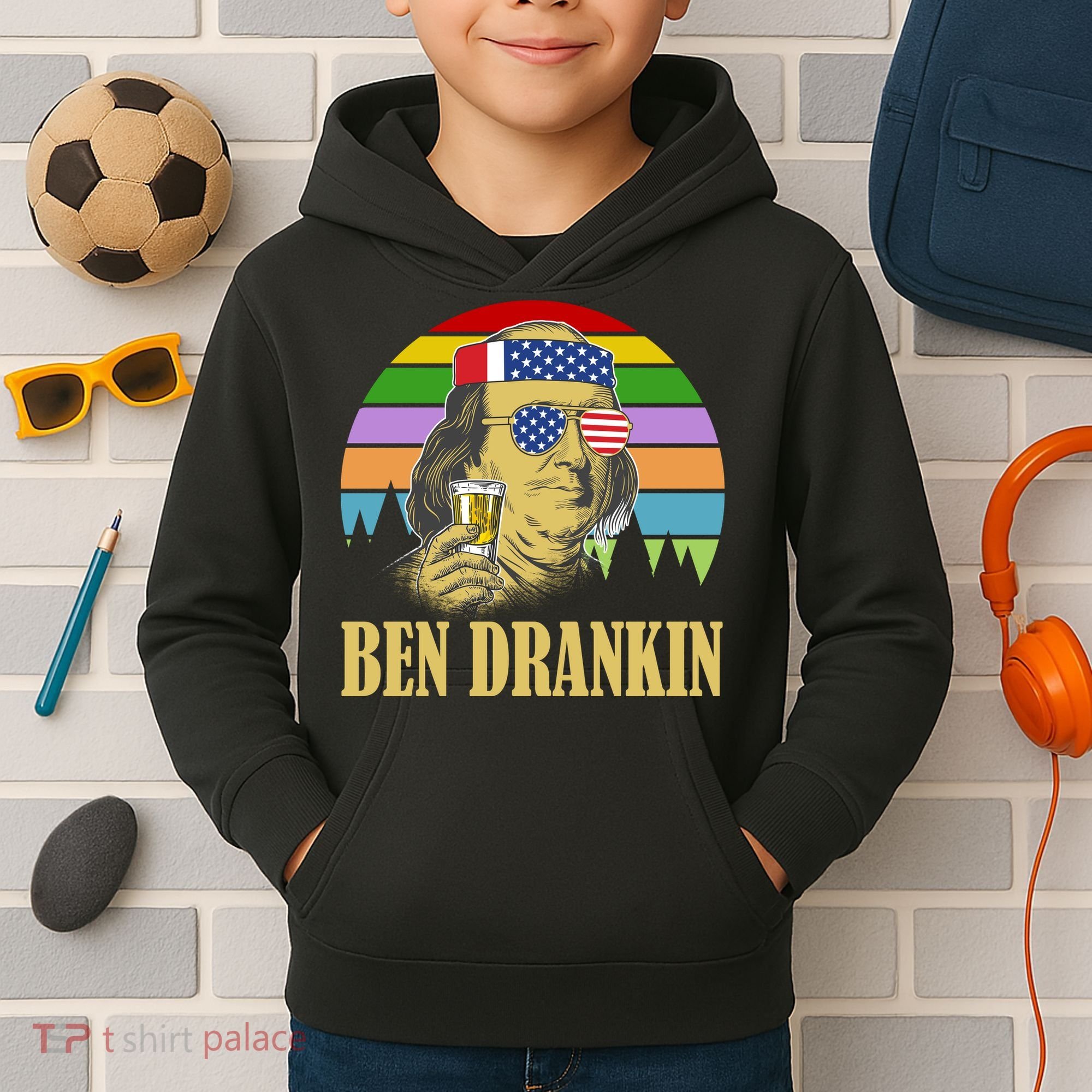 Ben Drankin 4th of July Kids Hoodie
