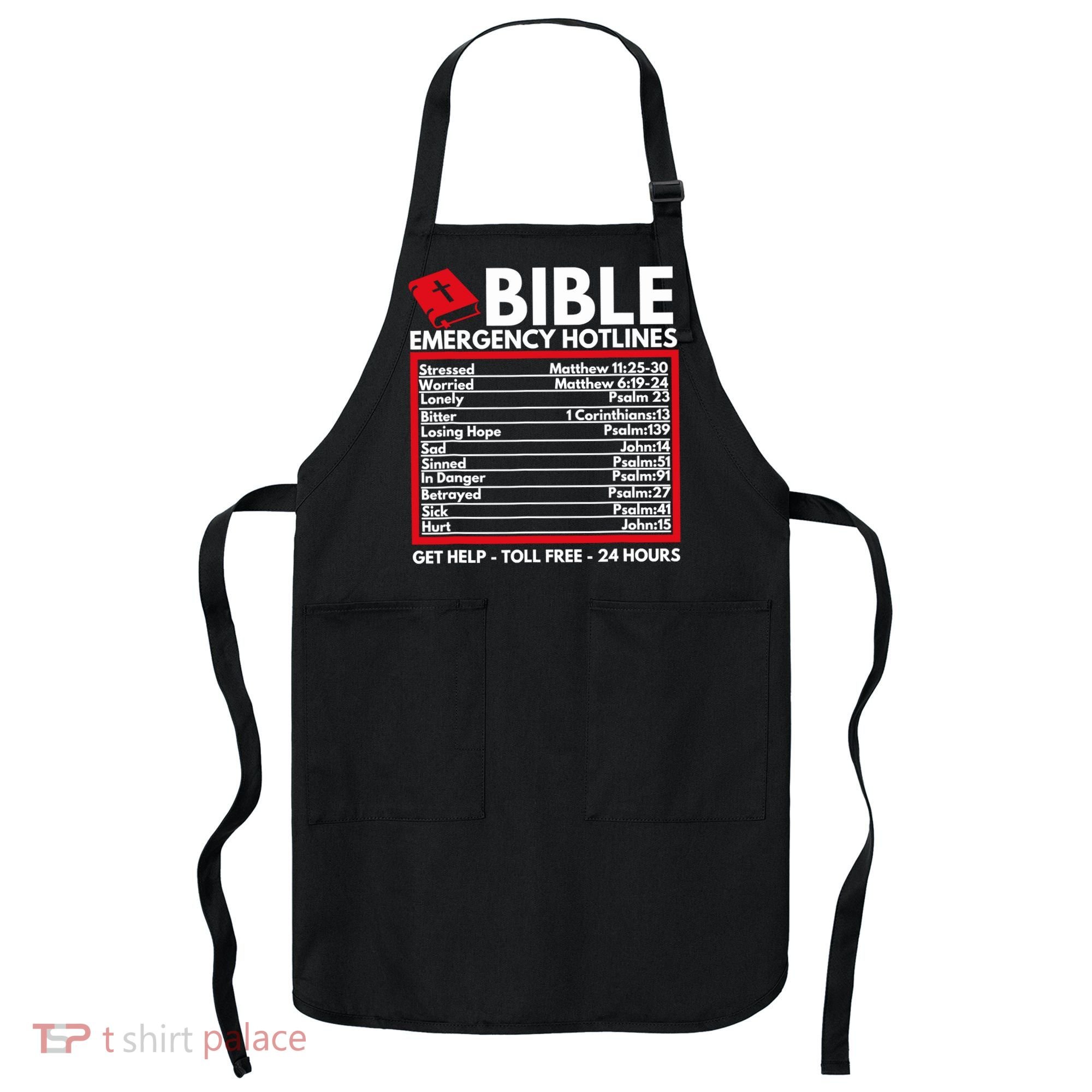 Bible Emergency Numbers Funny Christian Bible Apron