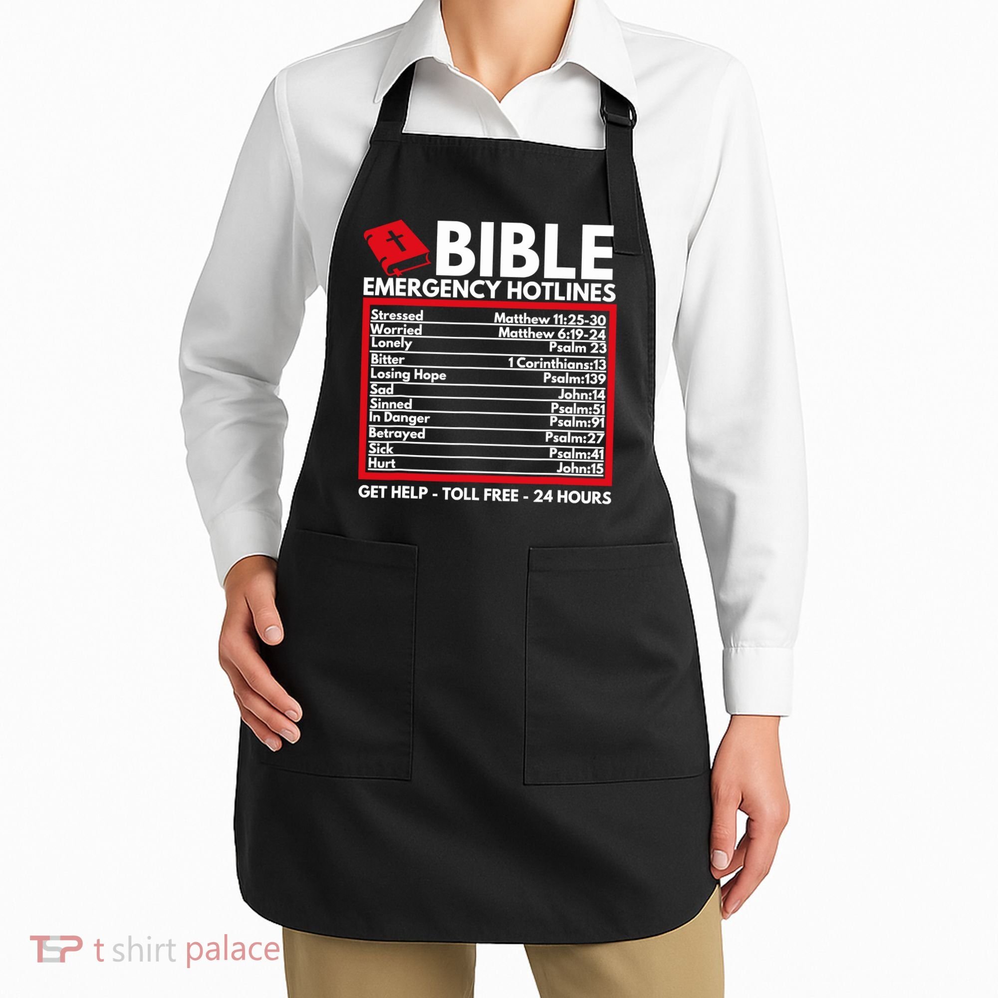 Bible Emergency Numbers Funny Christian Bible Apron
