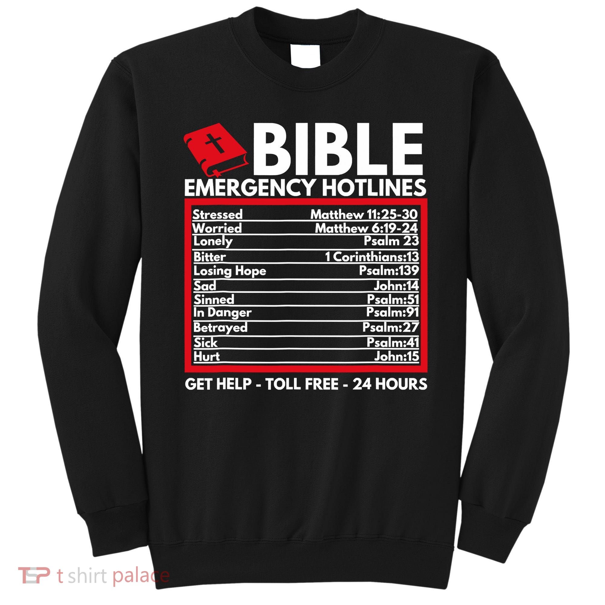 Bible Emergency Numbers Funny Christian Bible Sweatshirt