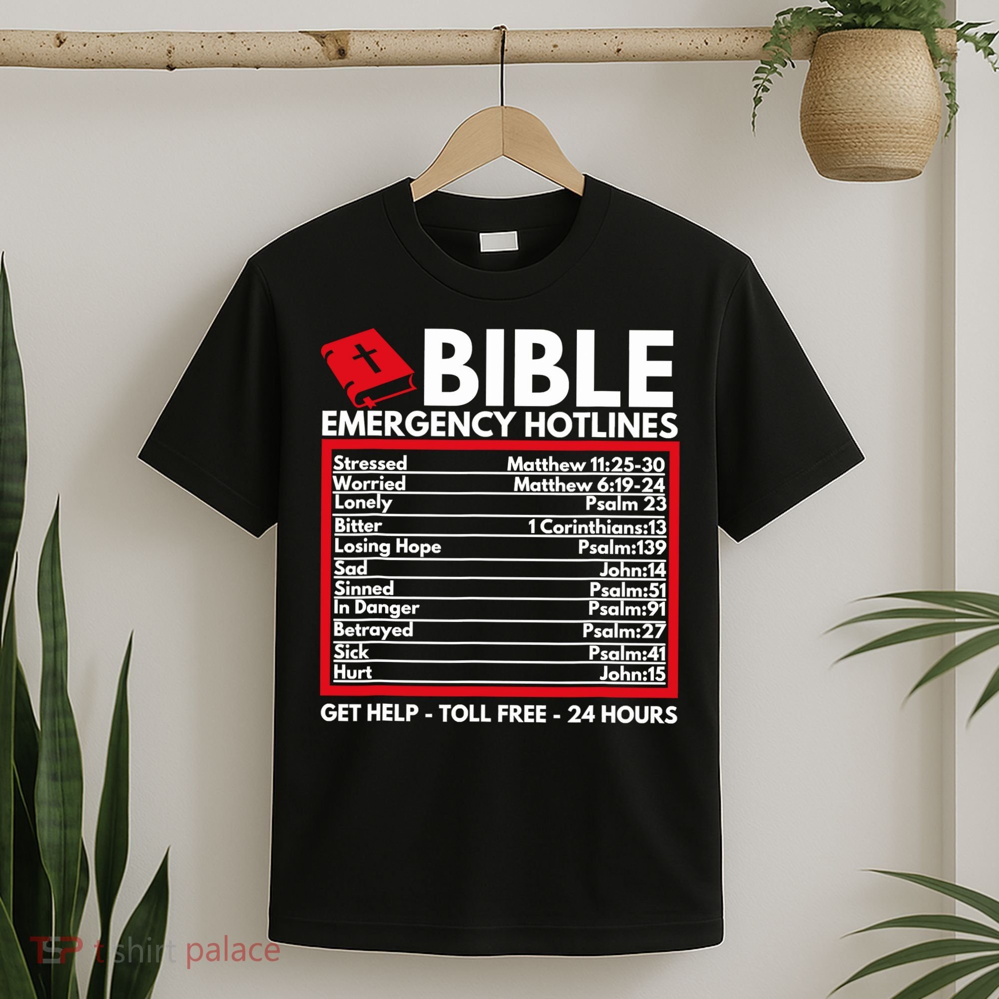 Bible Emergency Numbers Funny Christian Bible T-Shirt