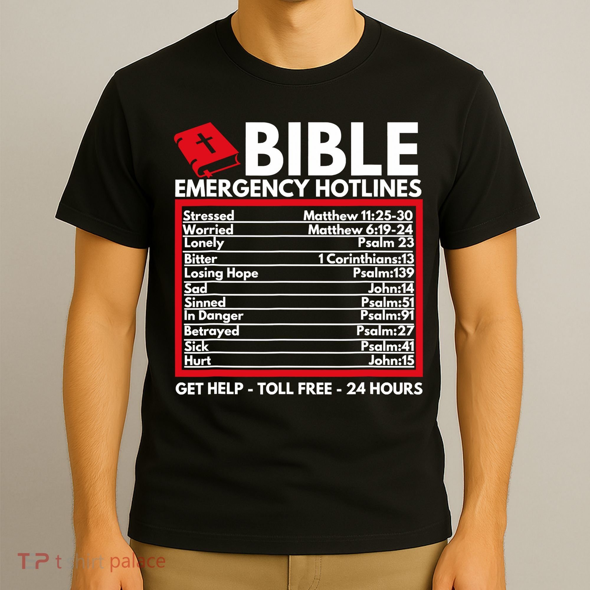 Bible Emergency Numbers Funny Christian Bible T-Shirt