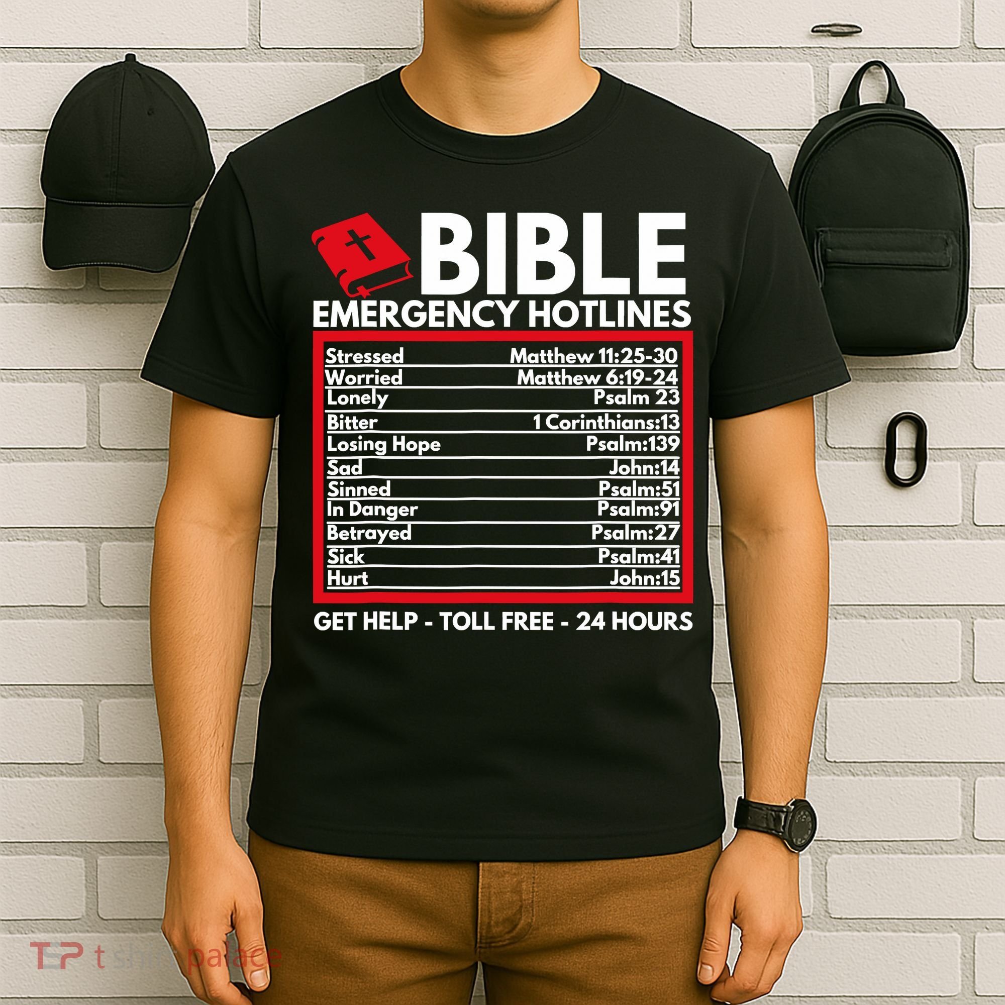 Bible Emergency Numbers Funny Christian Bible T-Shirt