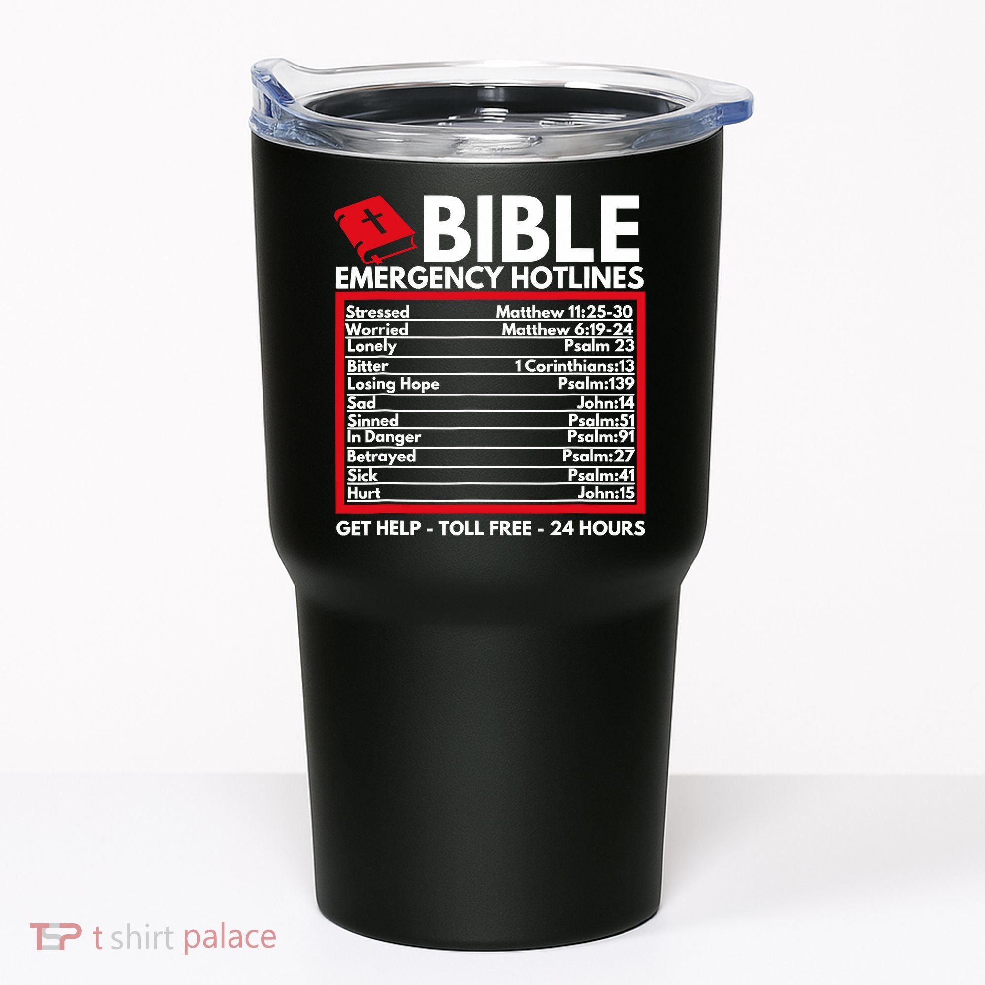 Bible Emergency Numbers Funny Christian Bible Tumbler