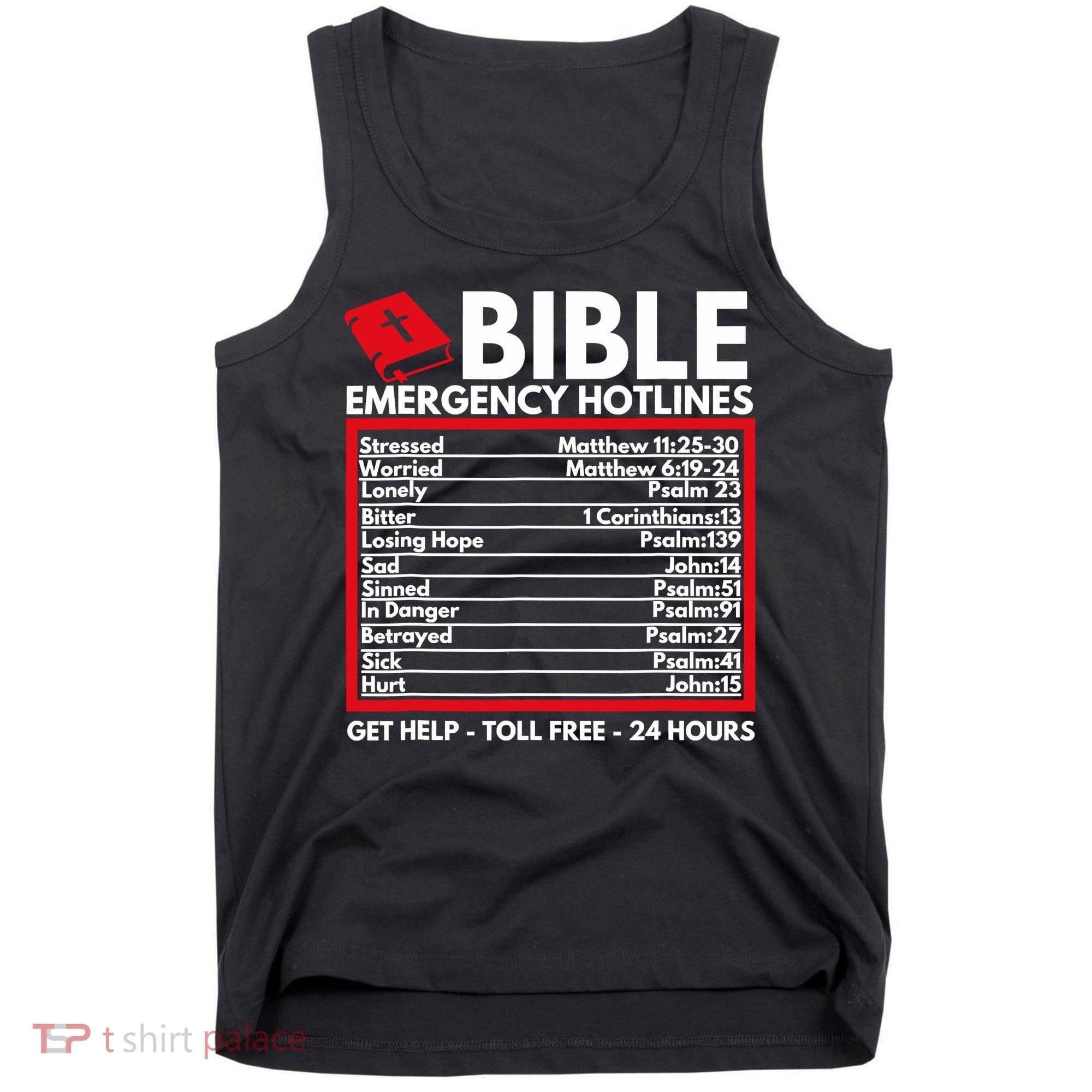 Bible Emergency Numbers Funny Christian Bible Tank Top