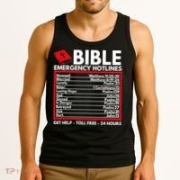 Bible Emergency Numbers Funny Christian Bible Tank Top thumb 3