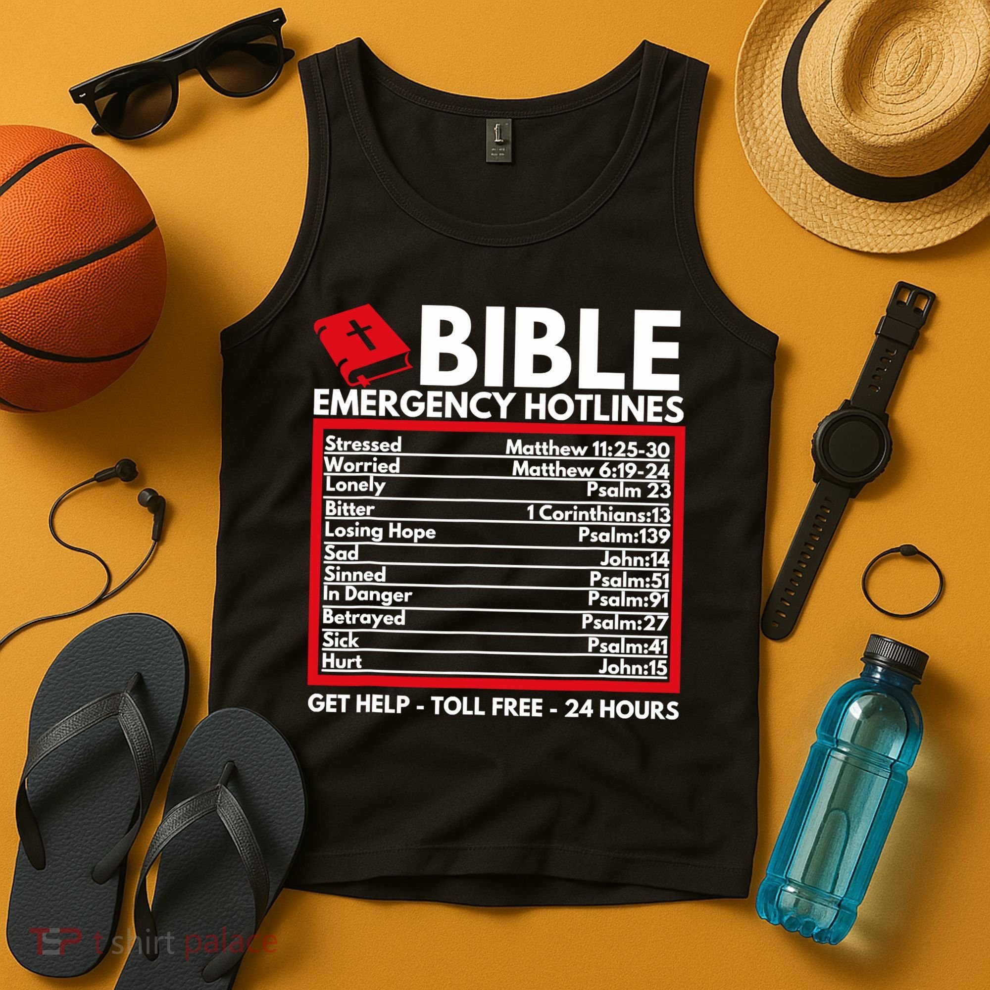Bible Emergency Numbers Funny Christian Bible Tank Top