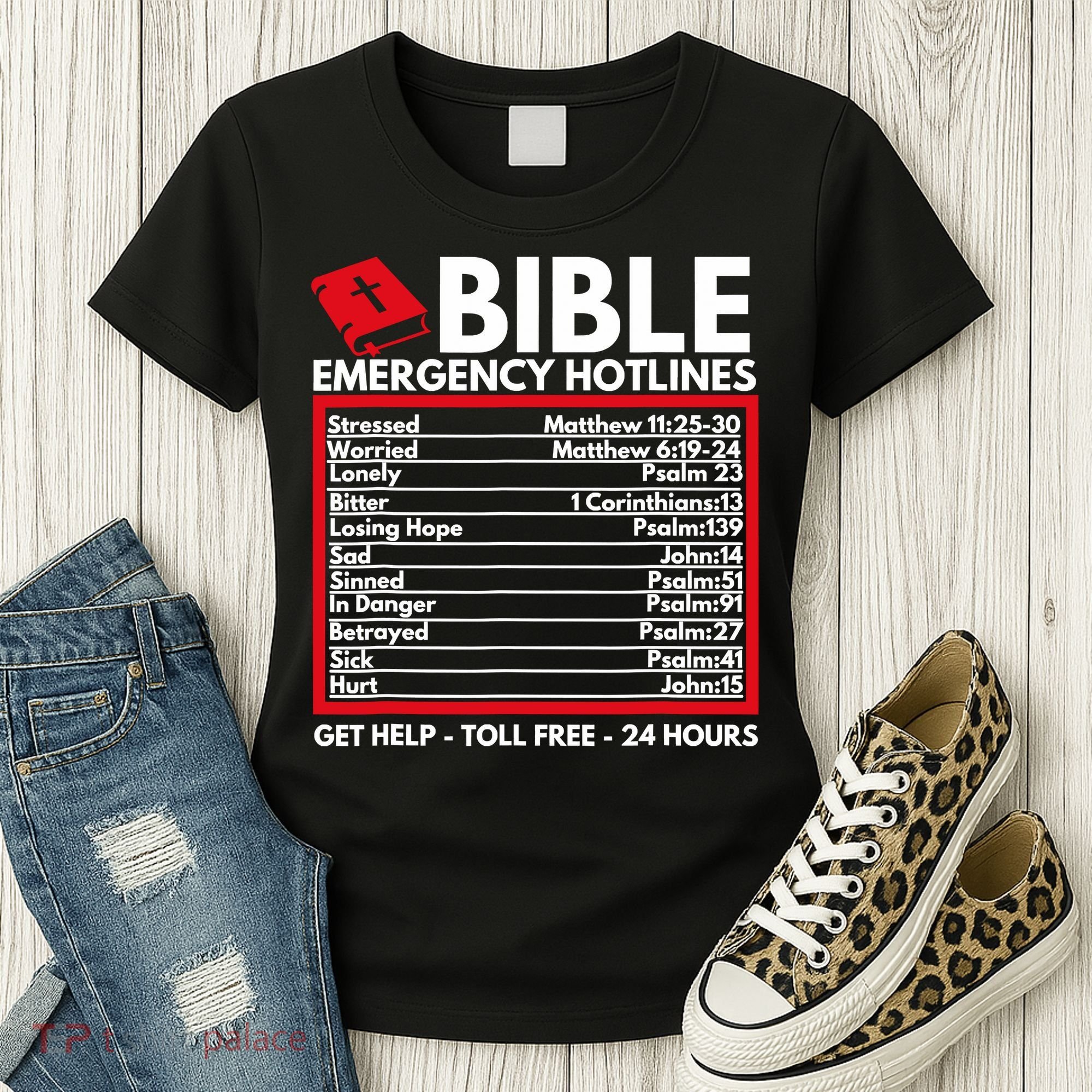 Bible Emergency Numbers Funny Christian Bible Women's T-Shirt