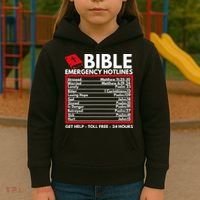 Bible Emergency Numbers Funny Christian Bible Kids Hoodie thumb 3