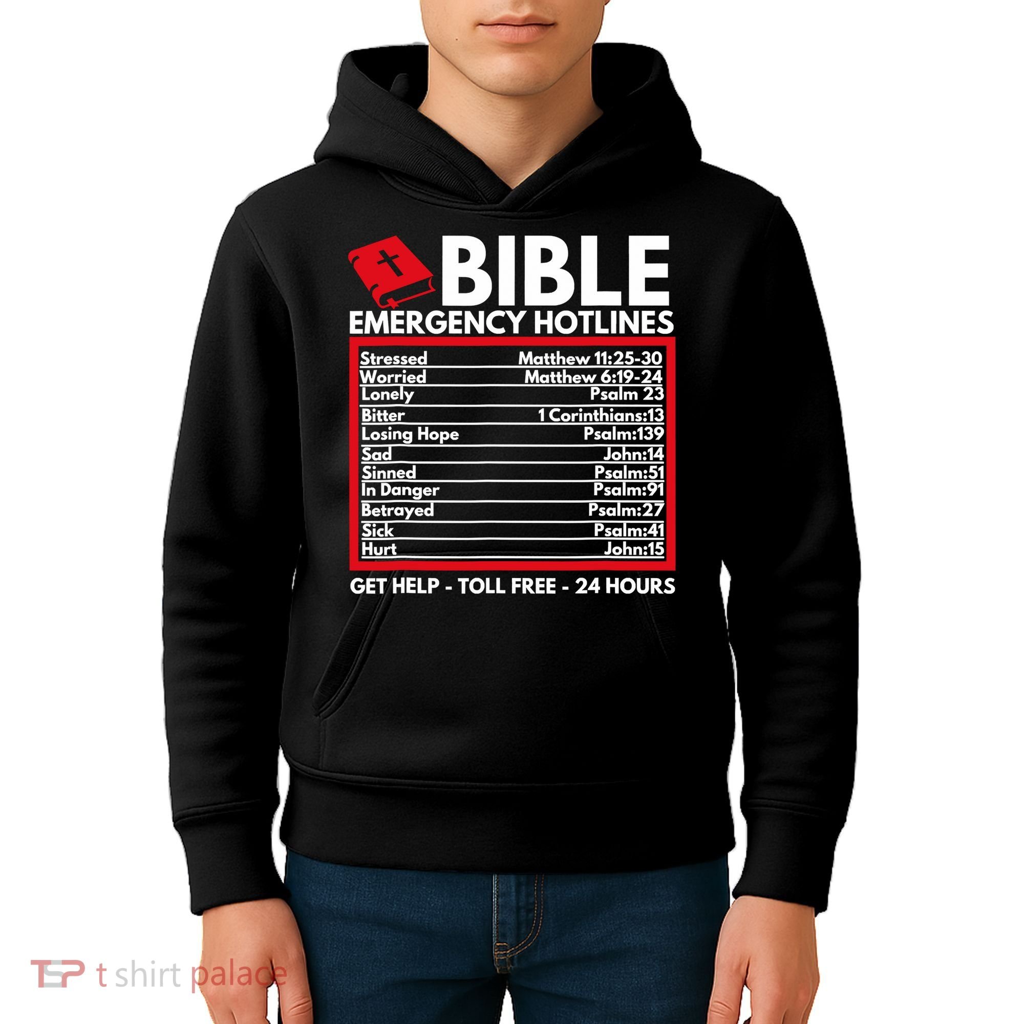 Bible Emergency Numbers Funny Christian Bible Kids Hoodie