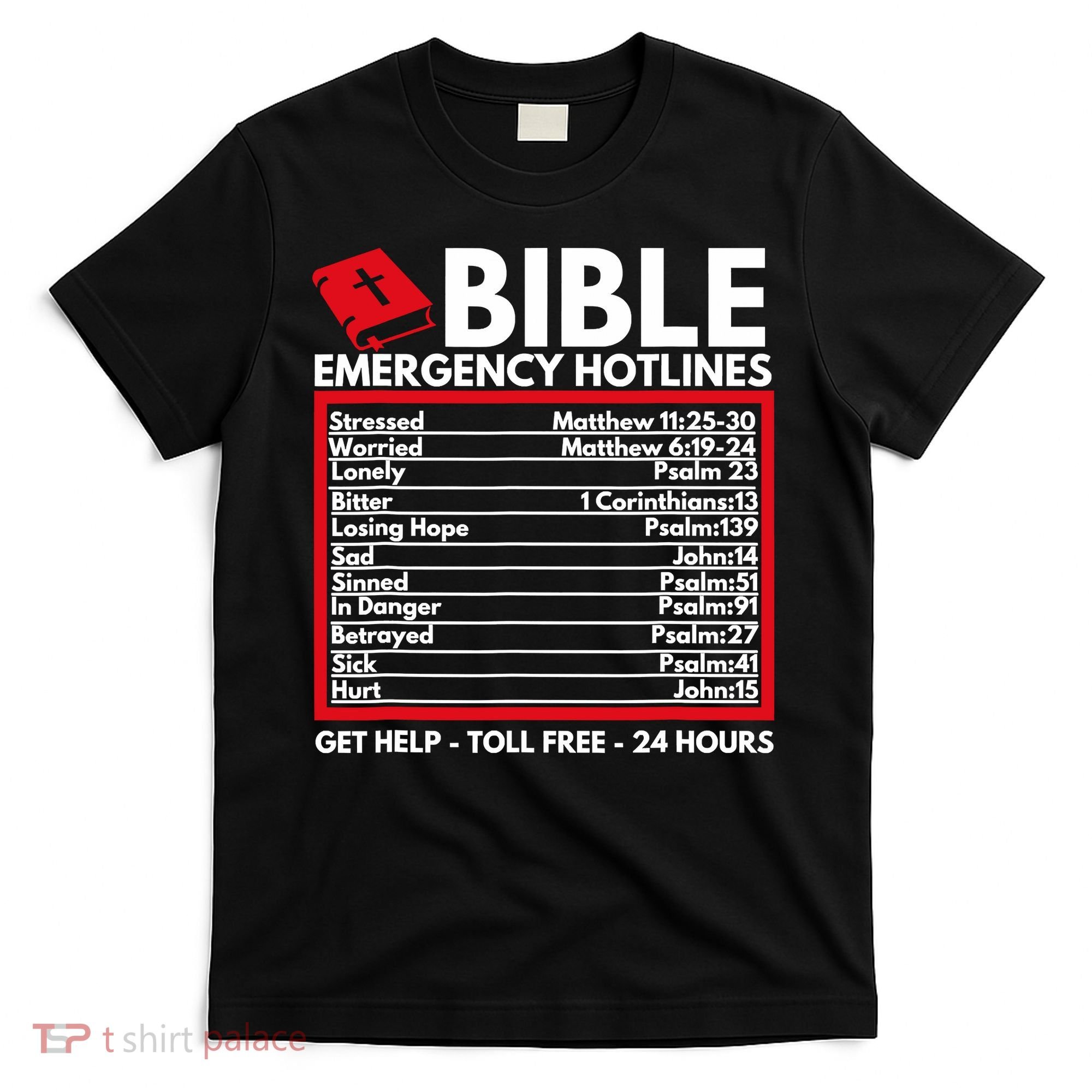 Bible Emergency Numbers Funny Christian Bible Jesus T-Shirt