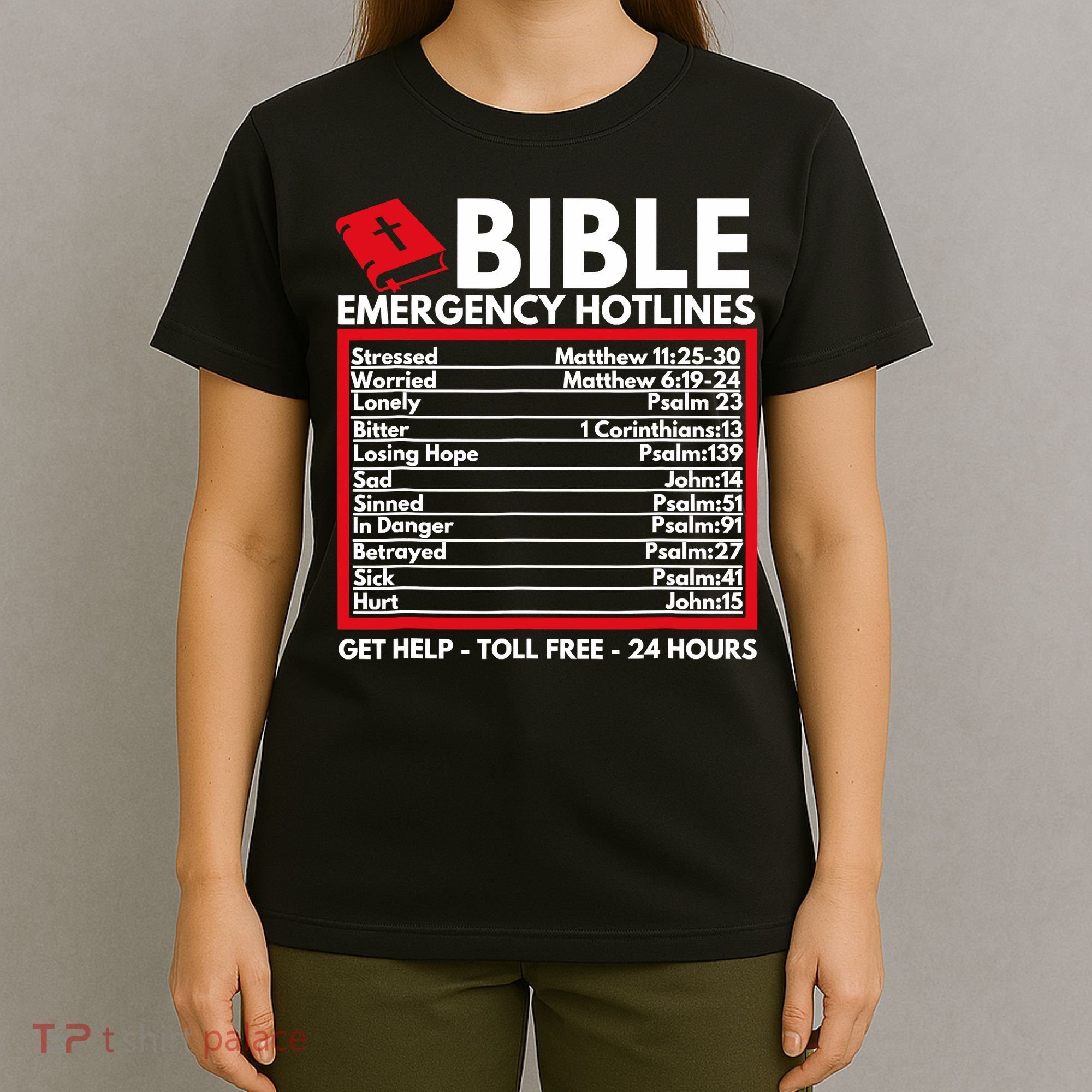 Bible Emergency Numbers Funny Christian Bible Jesus T-Shirt