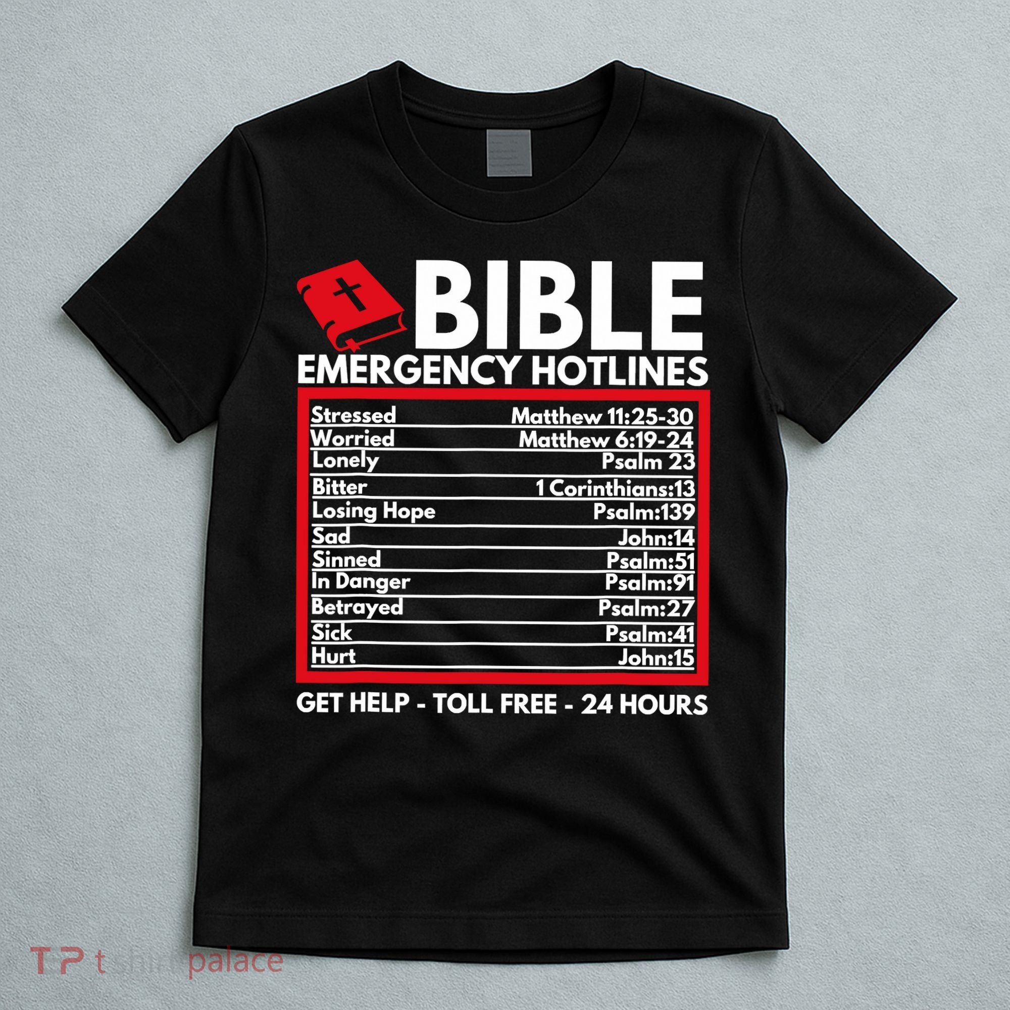 Bible Emergency Numbers Funny Christian Bible Jesus T-Shirt