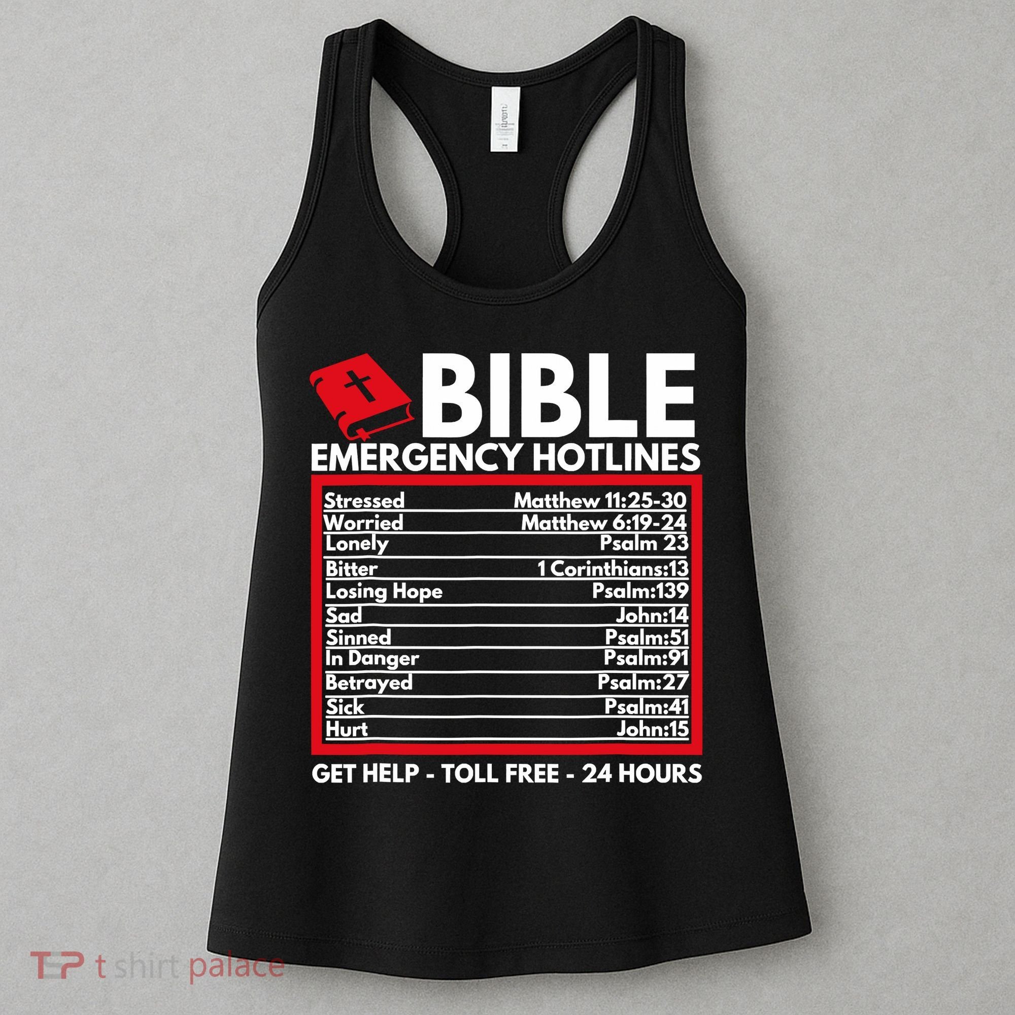 Bible Emergency Numbers Funny Christian Bible Jesus Women's Tank Top