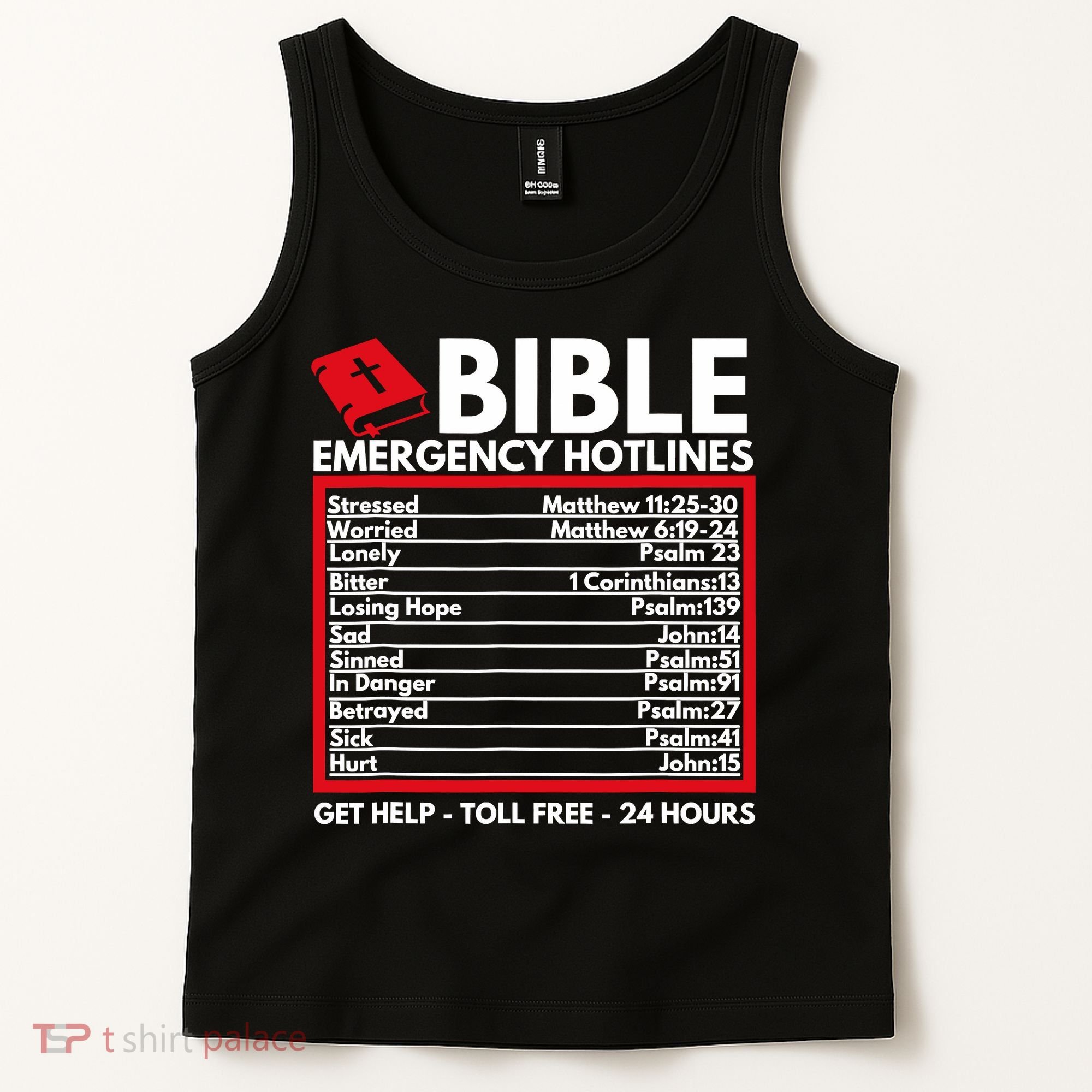 Bible Emergency Numbers Funny Christian Bible Jesus Tank Top