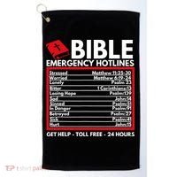 Bible Emergency Numbers Funny Christian Bible Jesus Golf Towel thumb 0