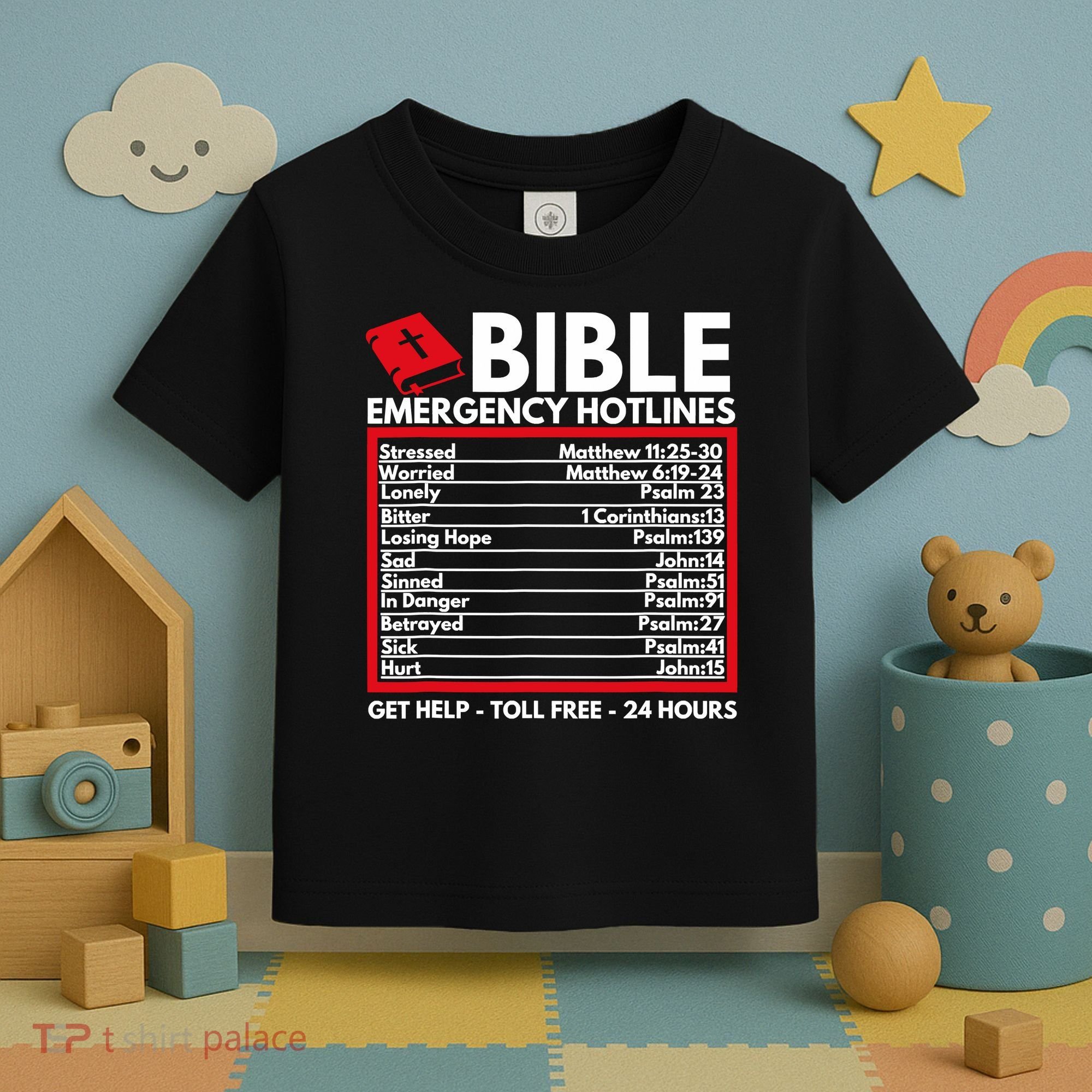 Bible Emergency Numbers Funny Christian Bible Jesus Toddler T-Shirt
