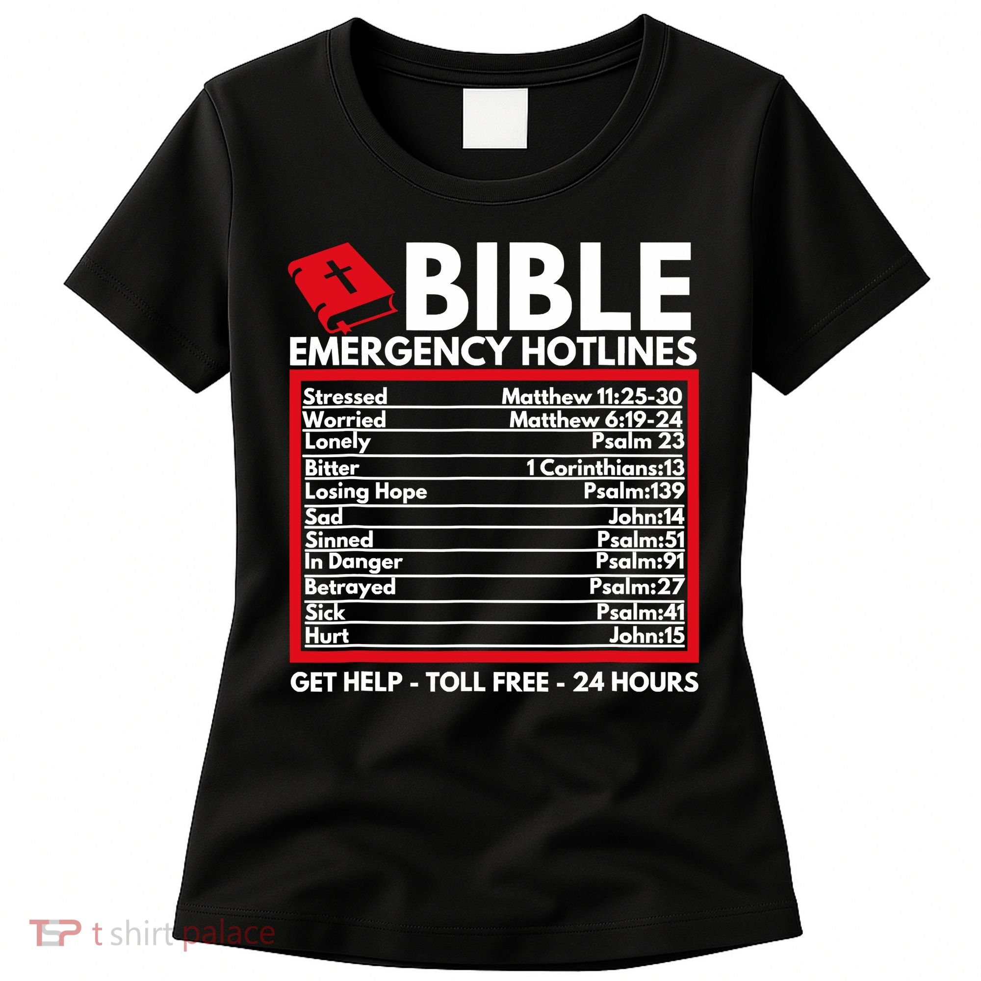 Bible Emergency Numbers Funny Christian Bible Jesus Women's T-Shirt