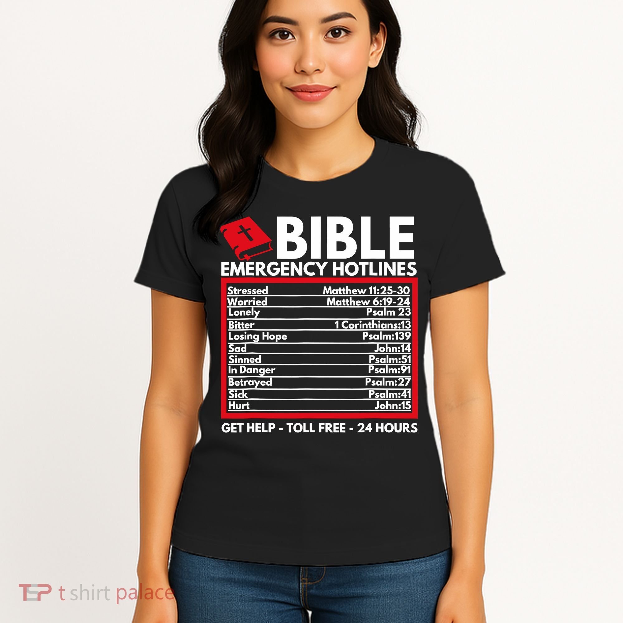 Bible Emergency Numbers Funny Christian Bible Jesus Women's T-Shirt