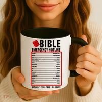 Bible Emergency Numbers Funny Christian Bible & Jesus Quotes Coffee Mug thumb 3