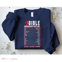 Bible Emergency Numbers Funny Christian Bible & Jesus Quotes Sweatshirt thumb 2