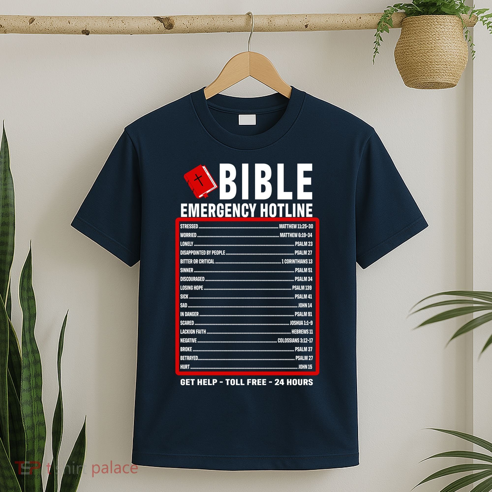 Bible Emergency Numbers Funny Christian Bible & Jesus Quotes T-Shirt