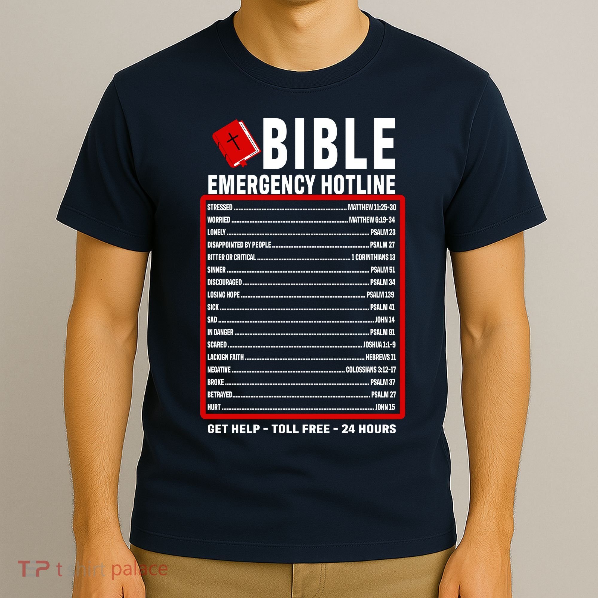 Bible Emergency Numbers Funny Christian Bible & Jesus Quotes T-Shirt