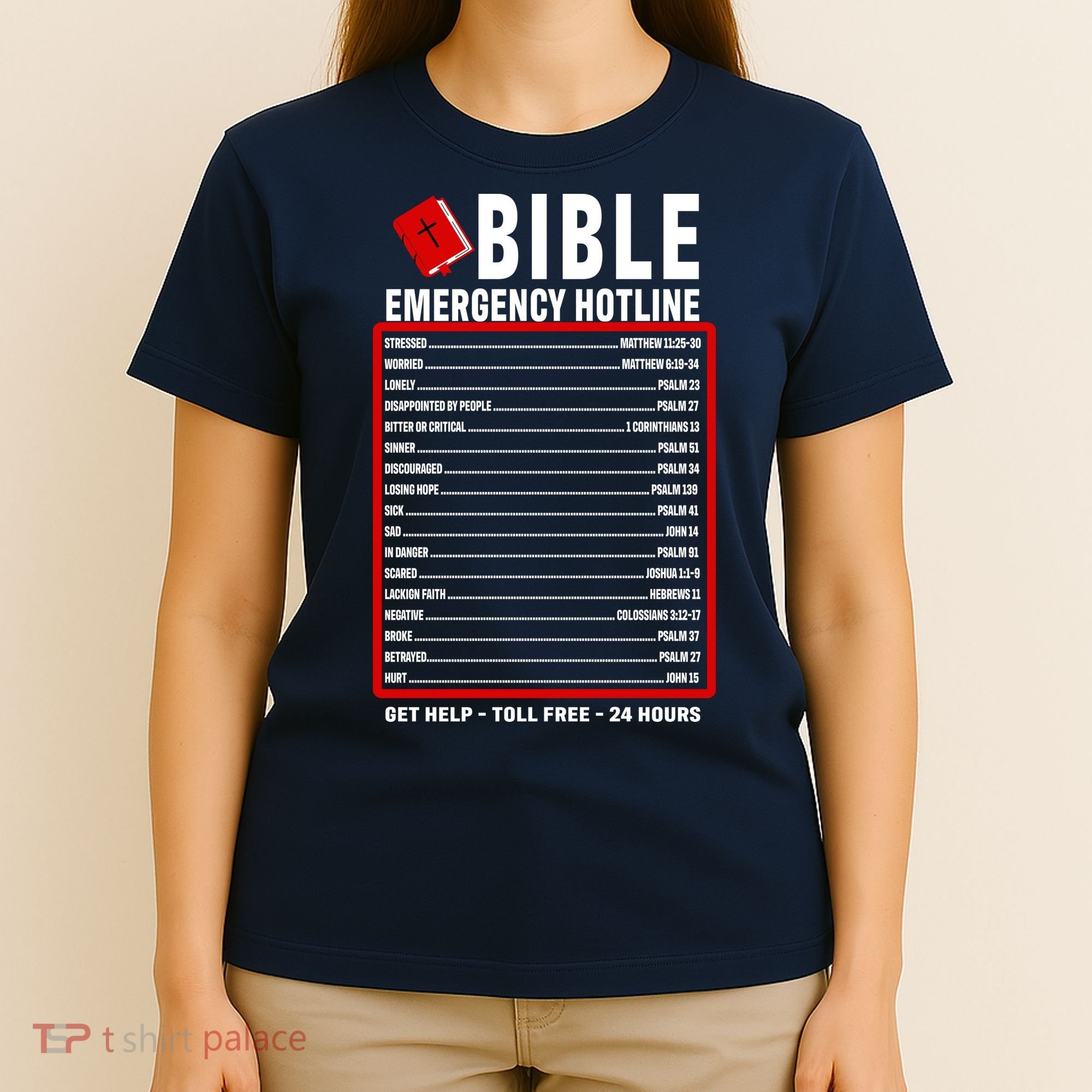 Bible Emergency Numbers Funny Christian Bible & Jesus Quotes T-Shirt