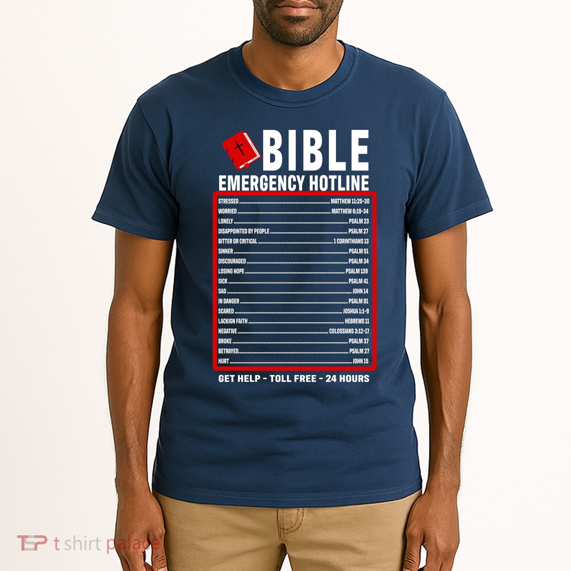 Bible Emergency Numbers Funny Christian Bible & Jesus Quotes Tall T-Shirt