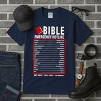 Bible Emergency Numbers Funny Christian Bible & Jesus Quotes Tall T-Shirt thumb 3
