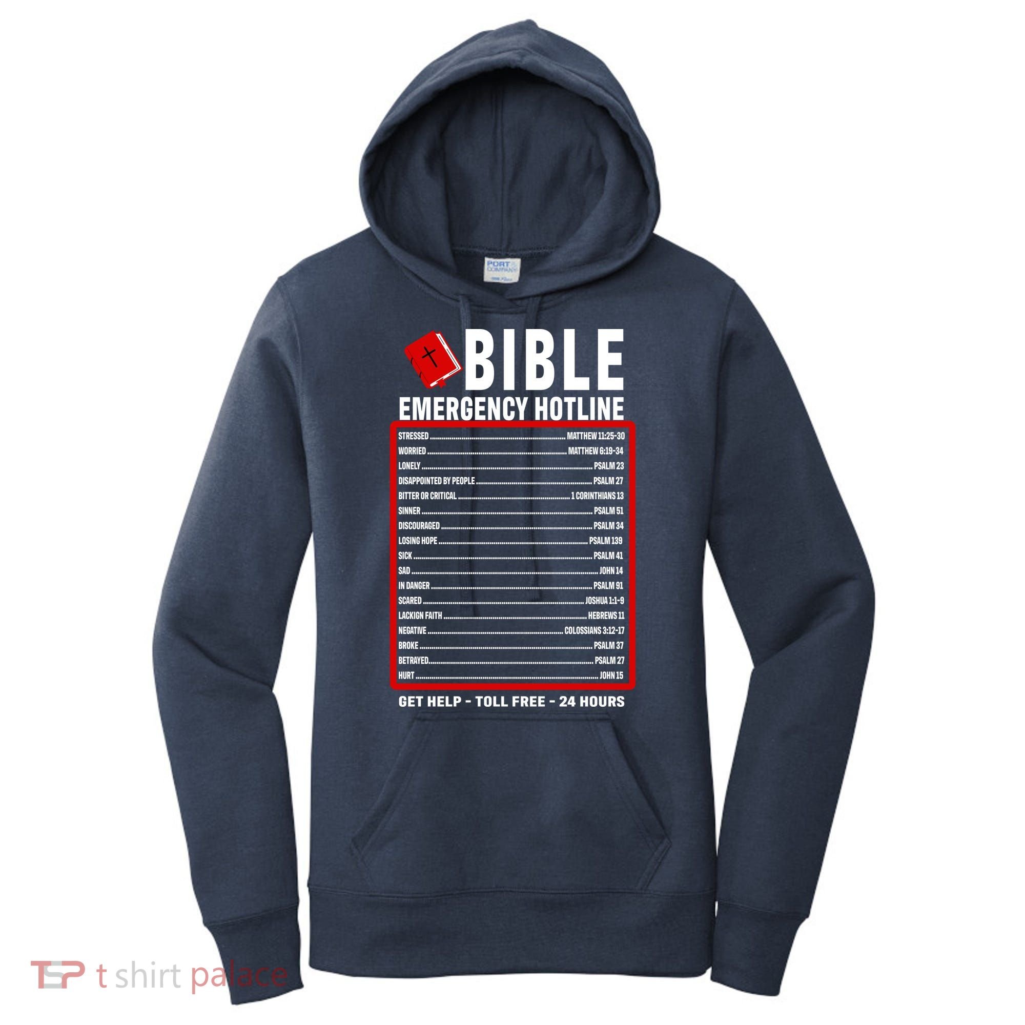 Bible Emergency Numbers Funny Christian Bible & Jesus Quotes Women's Hoodie