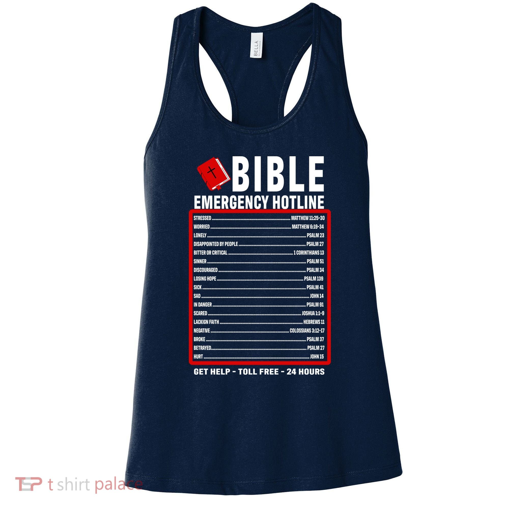 Bible Emergency Numbers Funny Christian Bible & Jesus Quotes Women's Tank Top
