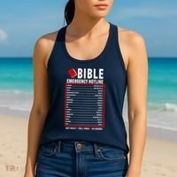 Bible Emergency Numbers Funny Christian Bible & Jesus Quotes Women's Tank Top thumb 2