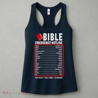 Bible Emergency Numbers Funny Christian Bible & Jesus Quotes Women's Tank Top thumb 3