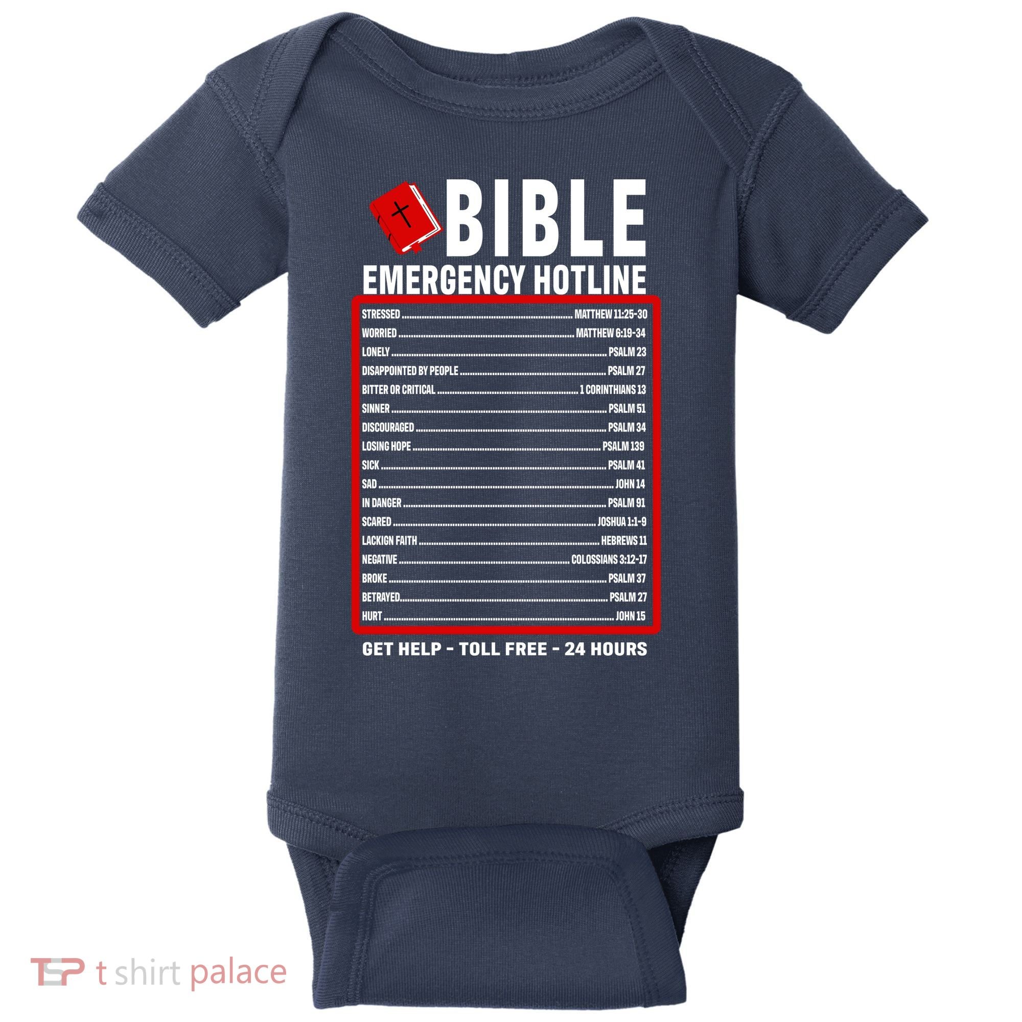 Bible Emergency Numbers Funny Christian Bible & Jesus Quotes Baby Bodysuit