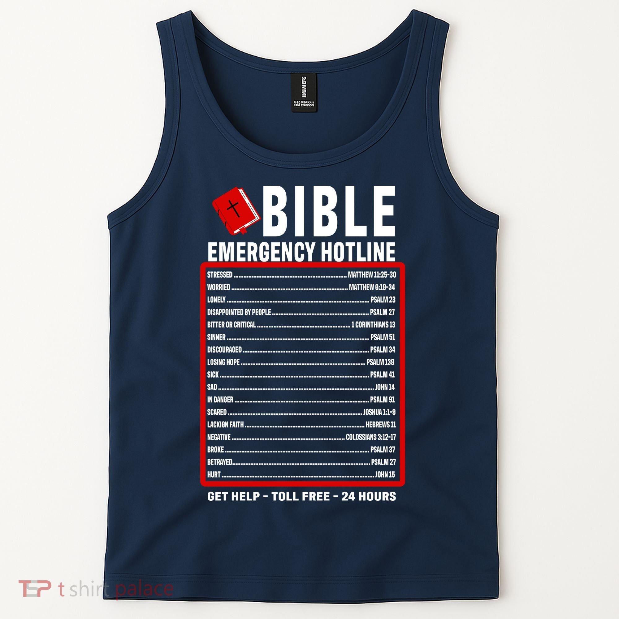 Bible Emergency Numbers Funny Christian Bible & Jesus Quotes Tank Top