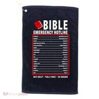Bible Emergency Numbers Funny Christian Bible & Jesus Quotes Golf Towel thumb 0